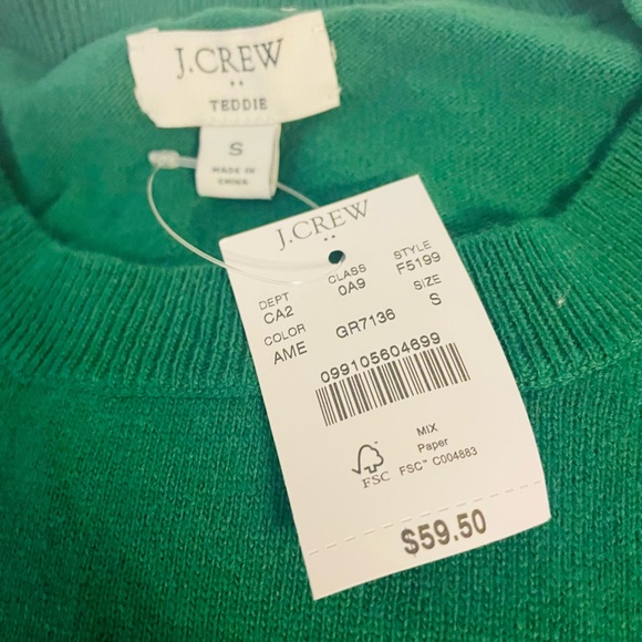 Brand new with tag, forest green cotton wool J Crew Teddie sweater - Picture 2 of 6